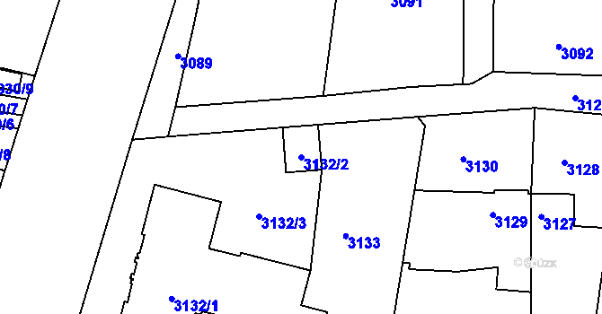 Parcela st. 3132/2 v KÚ Mělník, Katastrální mapa