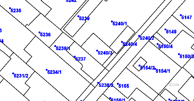 Parcela st. 5240/3 v KÚ Mělník, Katastrální mapa