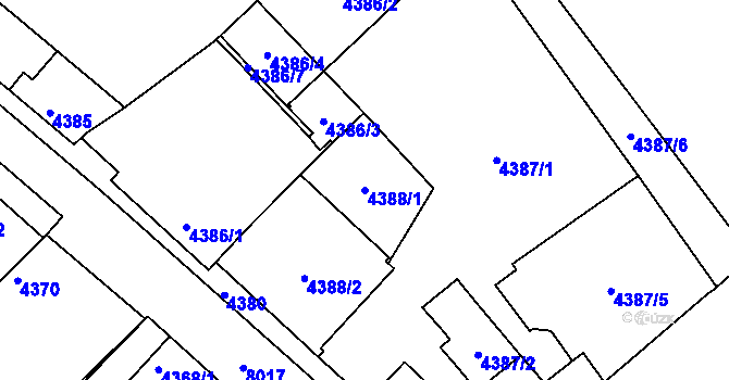 Parcela st. 4388/1 v KÚ Mělník, Katastrální mapa
