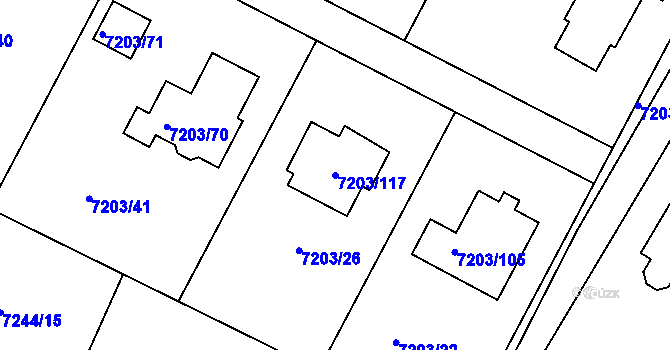 Parcela st. 7203/117 v KÚ Mělník, Katastrální mapa
