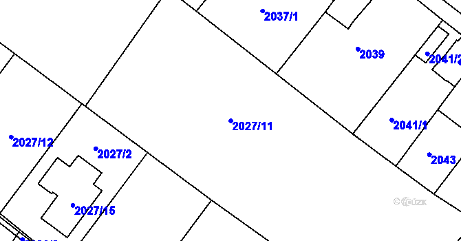 Parcela st. 2027/11 v KÚ Mělník, Katastrální mapa