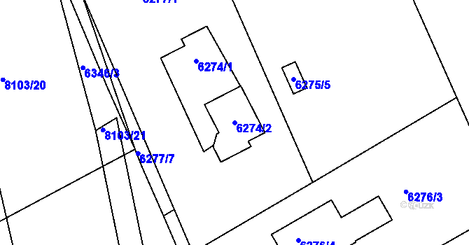 Parcela st. 6274/2 v KÚ Mělník, Katastrální mapa