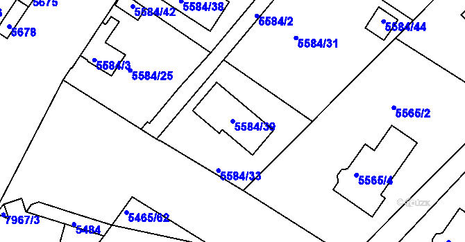 Parcela st. 5584/39 v KÚ Mělník, Katastrální mapa