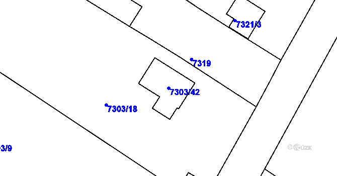 Parcela st. 7303/42 v KÚ Mělník, Katastrální mapa