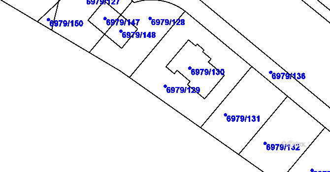 Parcela st. 6979/129 v KÚ Mělník, Katastrální mapa