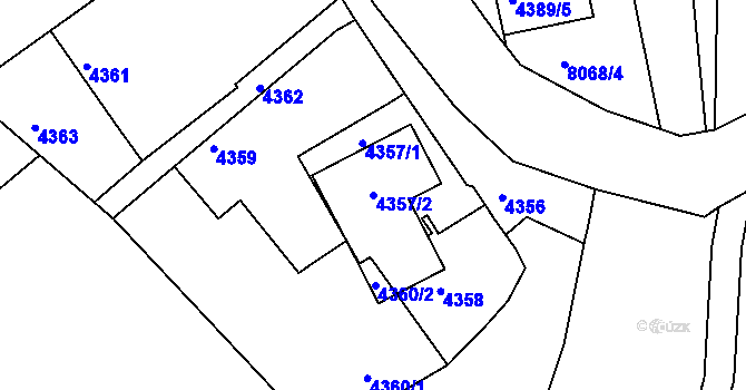 Parcela st. 4357/2 v KÚ Mělník, Katastrální mapa