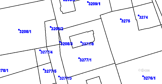 Parcela st. 3277/8 v KÚ Mělník, Katastrální mapa