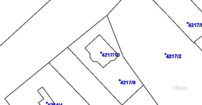 Parcela st. 4217/10 v KÚ Mělník, Katastrální mapa