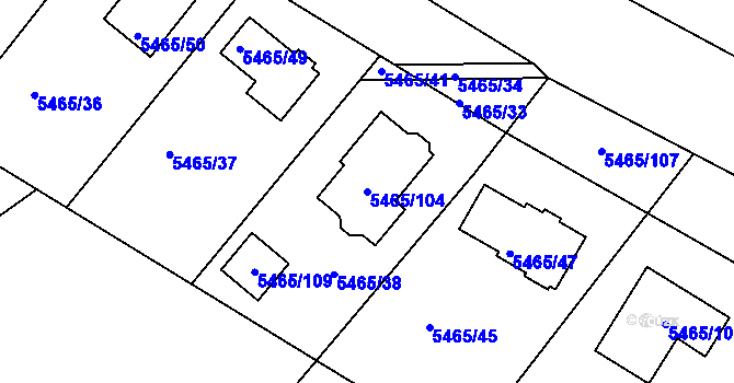 Parcela st. 5465/104 v KÚ Mělník, Katastrální mapa