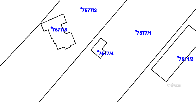 Parcela st. 7577/4 v KÚ Mělník, Katastrální mapa