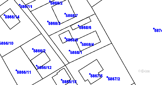 Parcela st. 5868/4 v KÚ Mělník, Katastrální mapa
