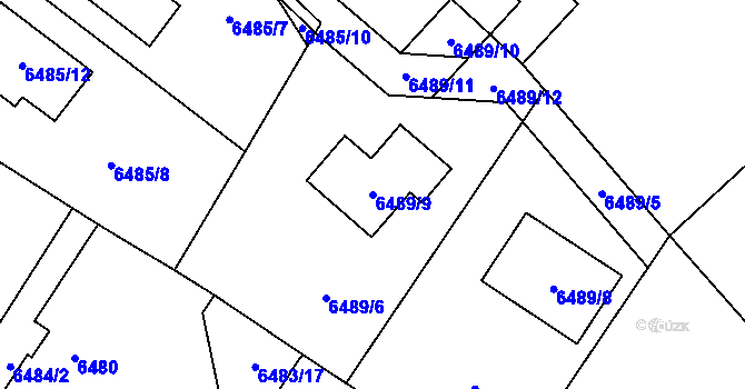 Parcela st. 6489/9 v KÚ Mělník, Katastrální mapa