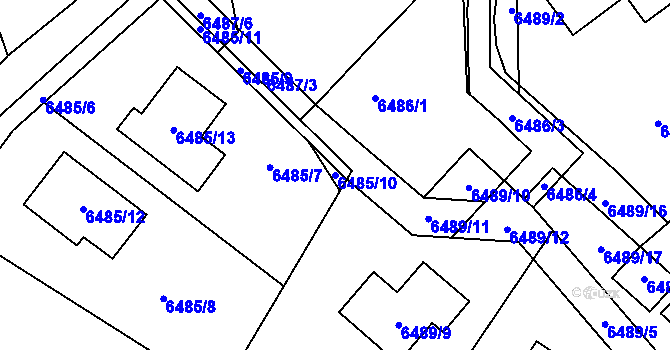 Parcela st. 6485/10 v KÚ Mělník, Katastrální mapa