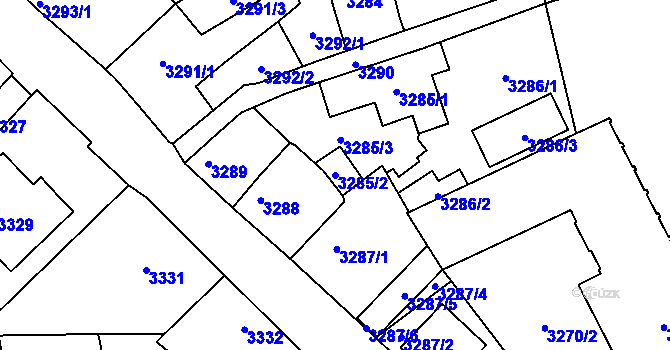 Parcela st. 3285/2 v KÚ Mělník, Katastrální mapa