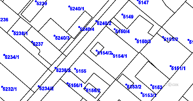 Parcela st. 5154/2 v KÚ Mělník, Katastrální mapa
