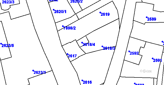 Parcela st. 2618/4 v KÚ Mělník, Katastrální mapa