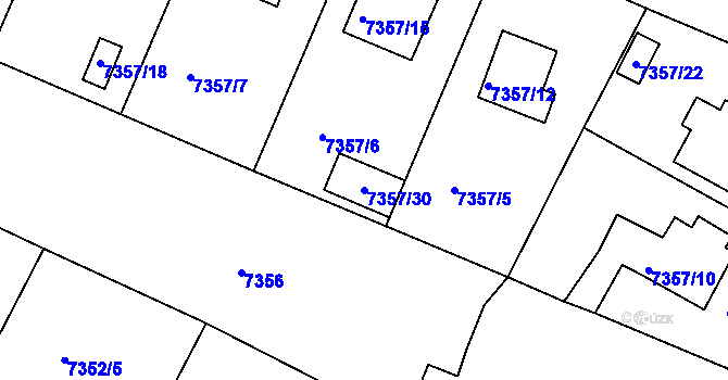 Parcela st. 7357/30 v KÚ Mělník, Katastrální mapa