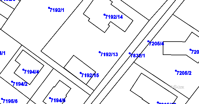 Parcela st. 7192/13 v KÚ Mělník, Katastrální mapa