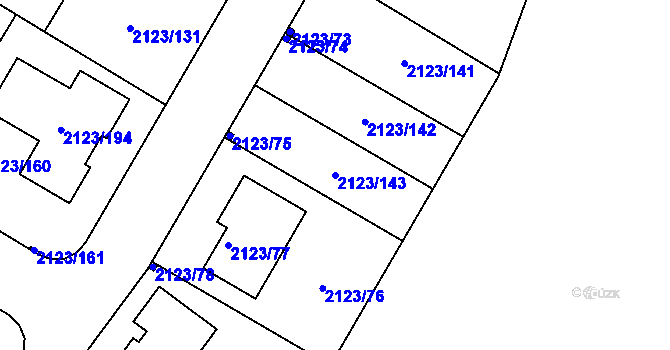 Parcela st. 2123/143 v KÚ Mělník, Katastrální mapa