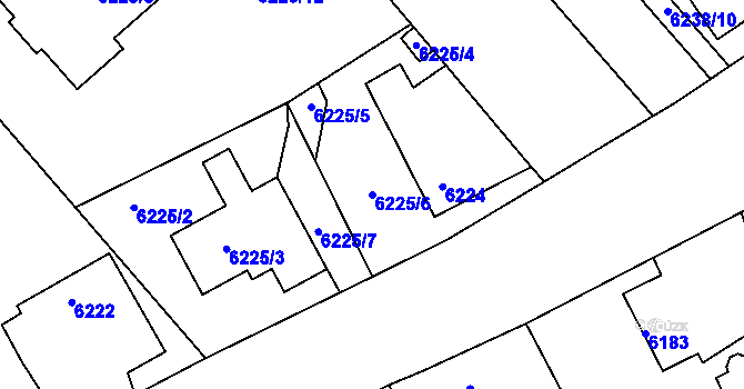 Parcela st. 6225/6 v KÚ Mělník, Katastrální mapa