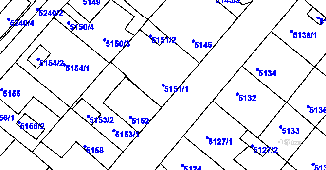 Parcela st. 5151/1 v KÚ Mělník, Katastrální mapa
