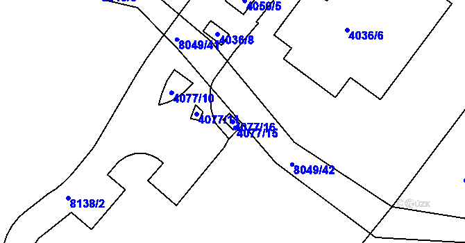 Parcela st. 4077/16 v KÚ Mělník, Katastrální mapa