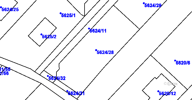 Parcela st. 5624/28 v KÚ Mělník, Katastrální mapa