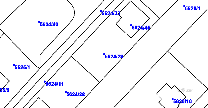 Parcela st. 5624/29 v KÚ Mělník, Katastrální mapa