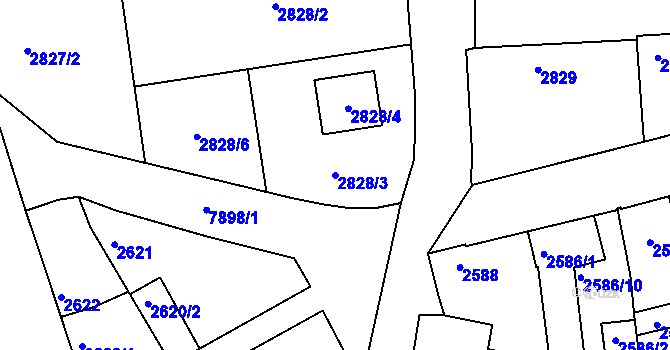 Parcela st. 2828/3 v KÚ Mělník, Katastrální mapa