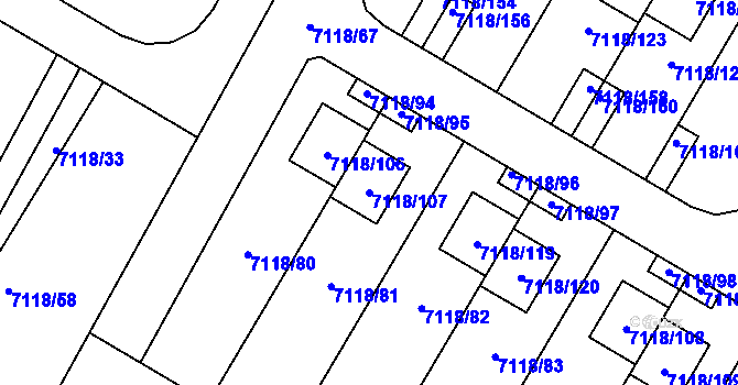 Parcela st. 7118/107 v KÚ Mělník, Katastrální mapa
