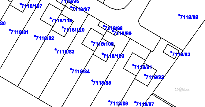 Parcela st. 7118/109 v KÚ Mělník, Katastrální mapa