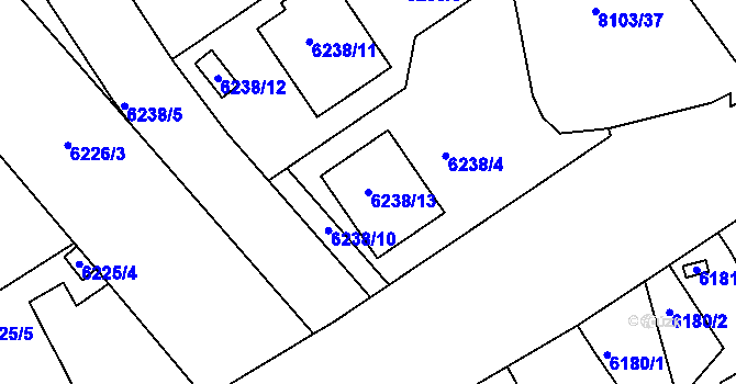 Parcela st. 6238/13 v KÚ Mělník, Katastrální mapa