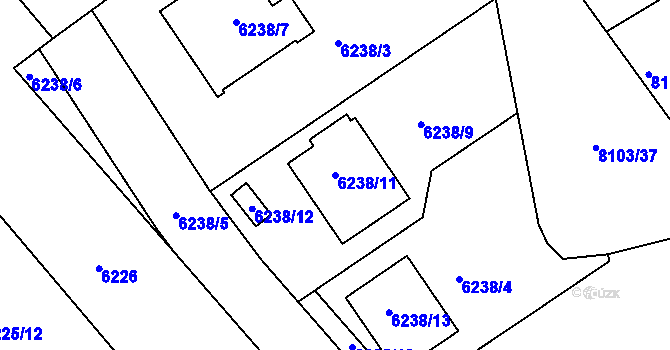 Parcela st. 6238/11 v KÚ Mělník, Katastrální mapa