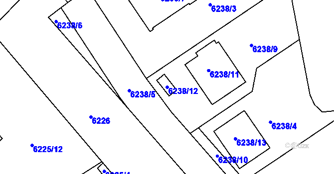 Parcela st. 6238/12 v KÚ Mělník, Katastrální mapa