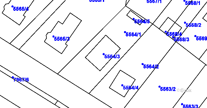 Parcela st. 5564/3 v KÚ Mělník, Katastrální mapa