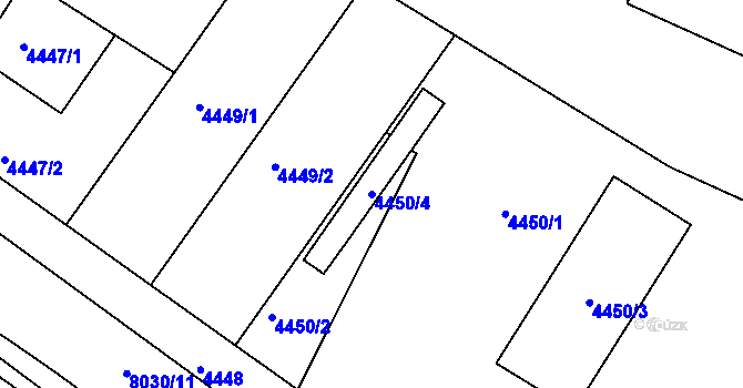 Parcela st. 4450/4 v KÚ Mělník, Katastrální mapa