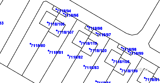 Parcela st. 7118/119 v KÚ Mělník, Katastrální mapa