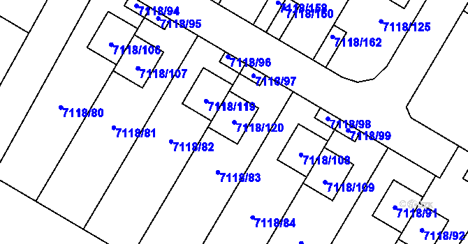 Parcela st. 7118/120 v KÚ Mělník, Katastrální mapa