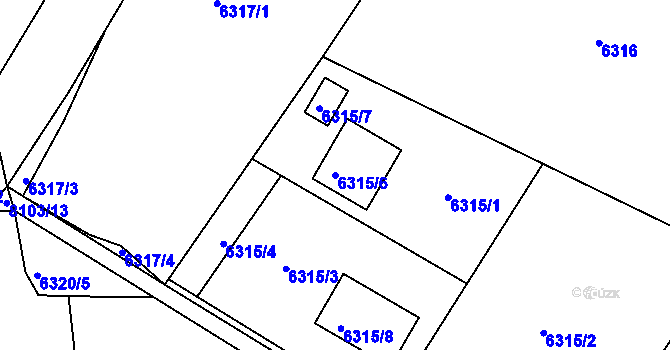 Parcela st. 6315/6 v KÚ Mělník, Katastrální mapa