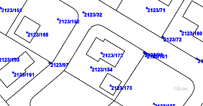Parcela st. 2123/172 v KÚ Mělník, Katastrální mapa