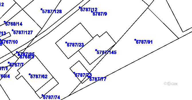 Parcela st. 5787/145 v KÚ Mělník, Katastrální mapa
