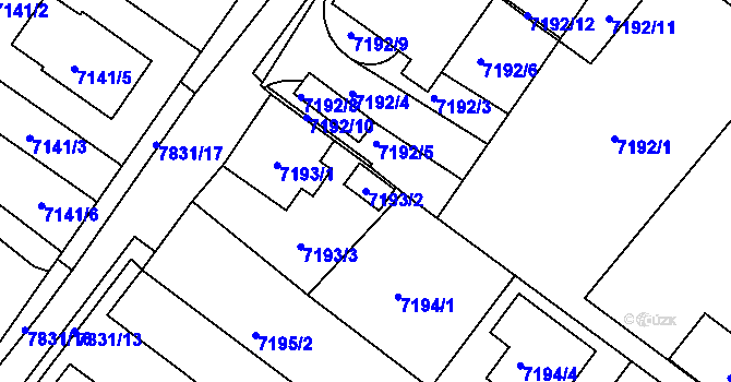 Parcela st. 7193/2 v KÚ Mělník, Katastrální mapa
