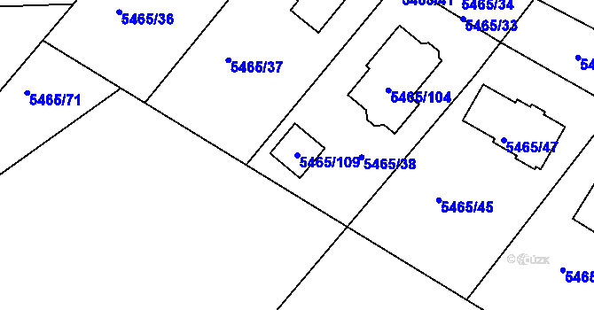Parcela st. 5465/109 v KÚ Mělník, Katastrální mapa