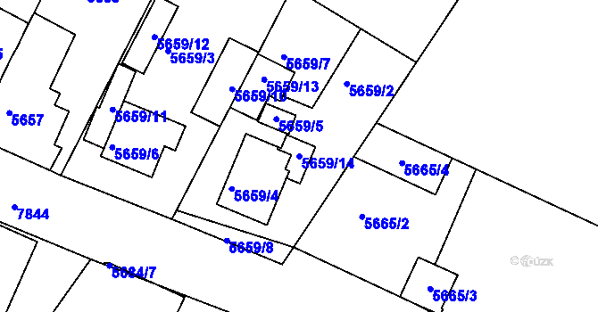 Parcela st. 5659/14 v KÚ Mělník, Katastrální mapa
