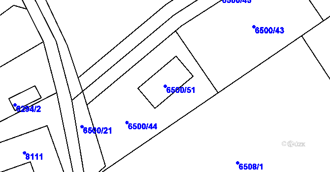 Parcela st. 6500/51 v KÚ Mělník, Katastrální mapa