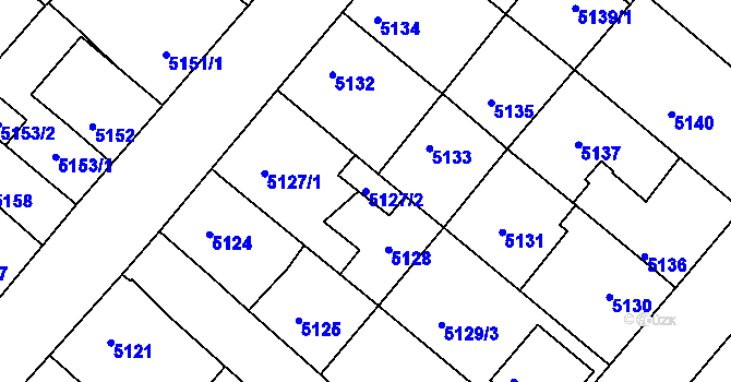 Parcela st. 5127/2 v KÚ Mělník, Katastrální mapa