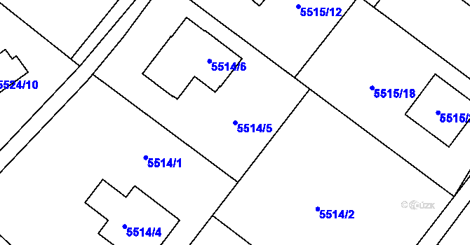 Parcela st. 5514/5 v KÚ Mělník, Katastrální mapa