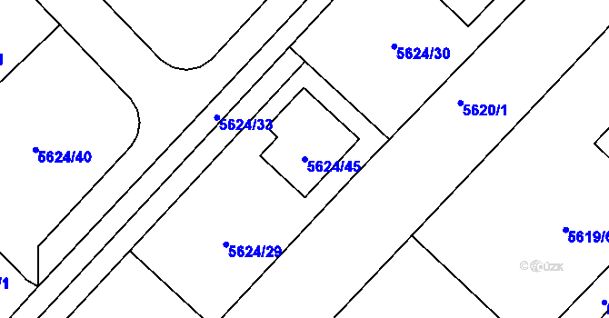 Parcela st. 5624/45 v KÚ Mělník, Katastrální mapa