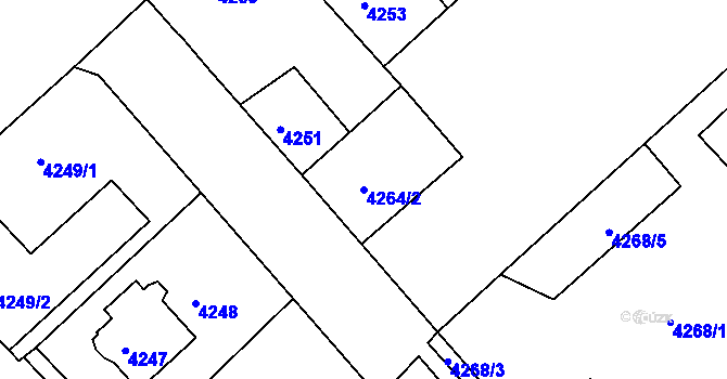 Parcela st. 4264/2 v KÚ Mělník, Katastrální mapa