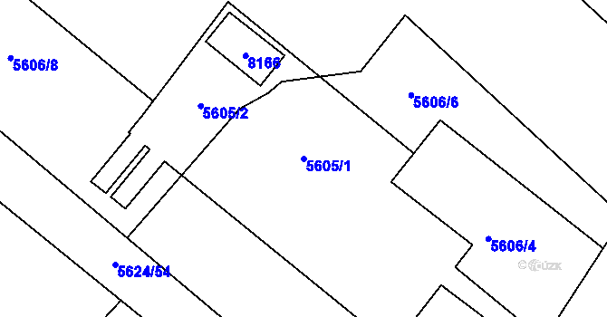 Parcela st. 5605/1 v KÚ Mělník, Katastrální mapa